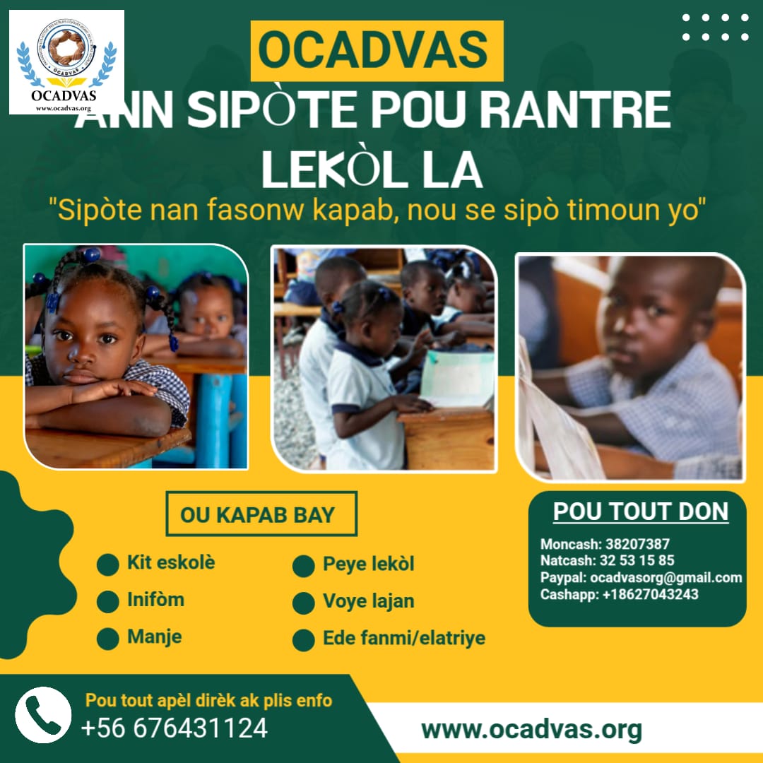 OCADVAS - Ann sipòte pou rantre lekòl la